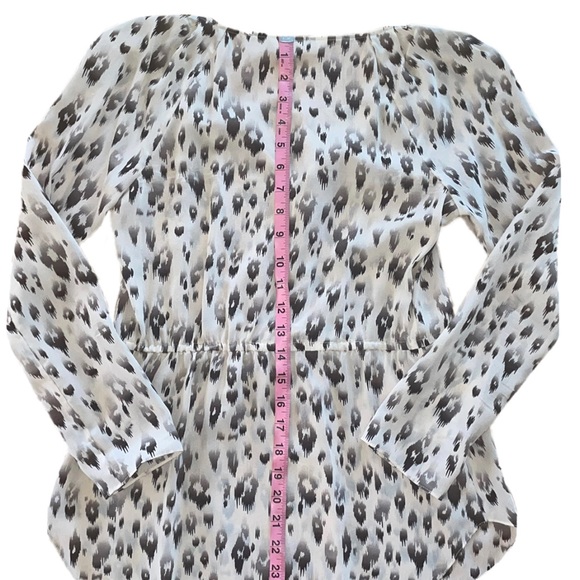 Rebecca Taylor Silk Ruffle Ivory Cream Leopard Animal Print Blouse Top Size 0 - Picture 7 of 7